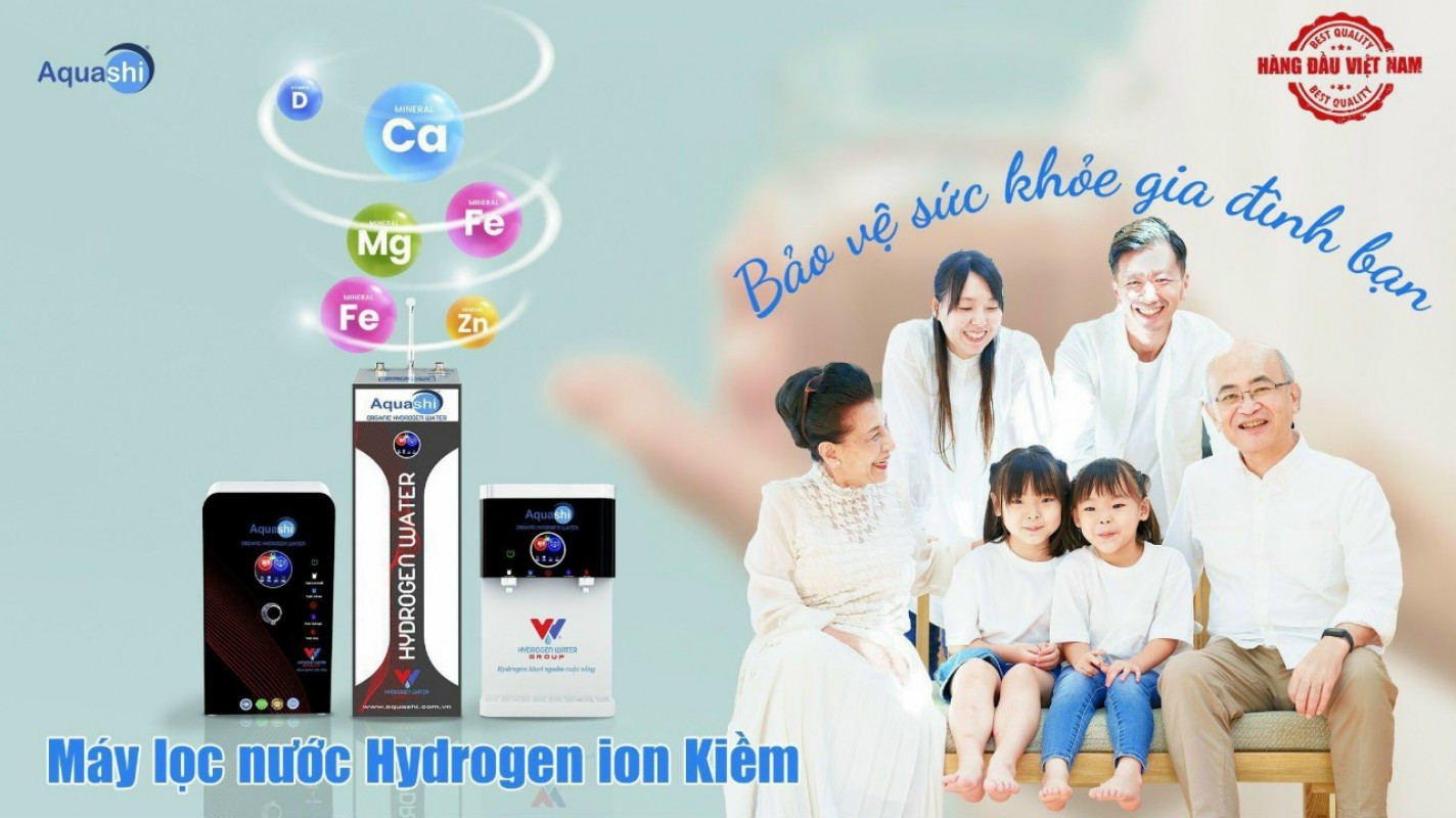 Nước hidrogen kiềm aquashi giúp trẻ, khỏe, đẹp, sống thọ